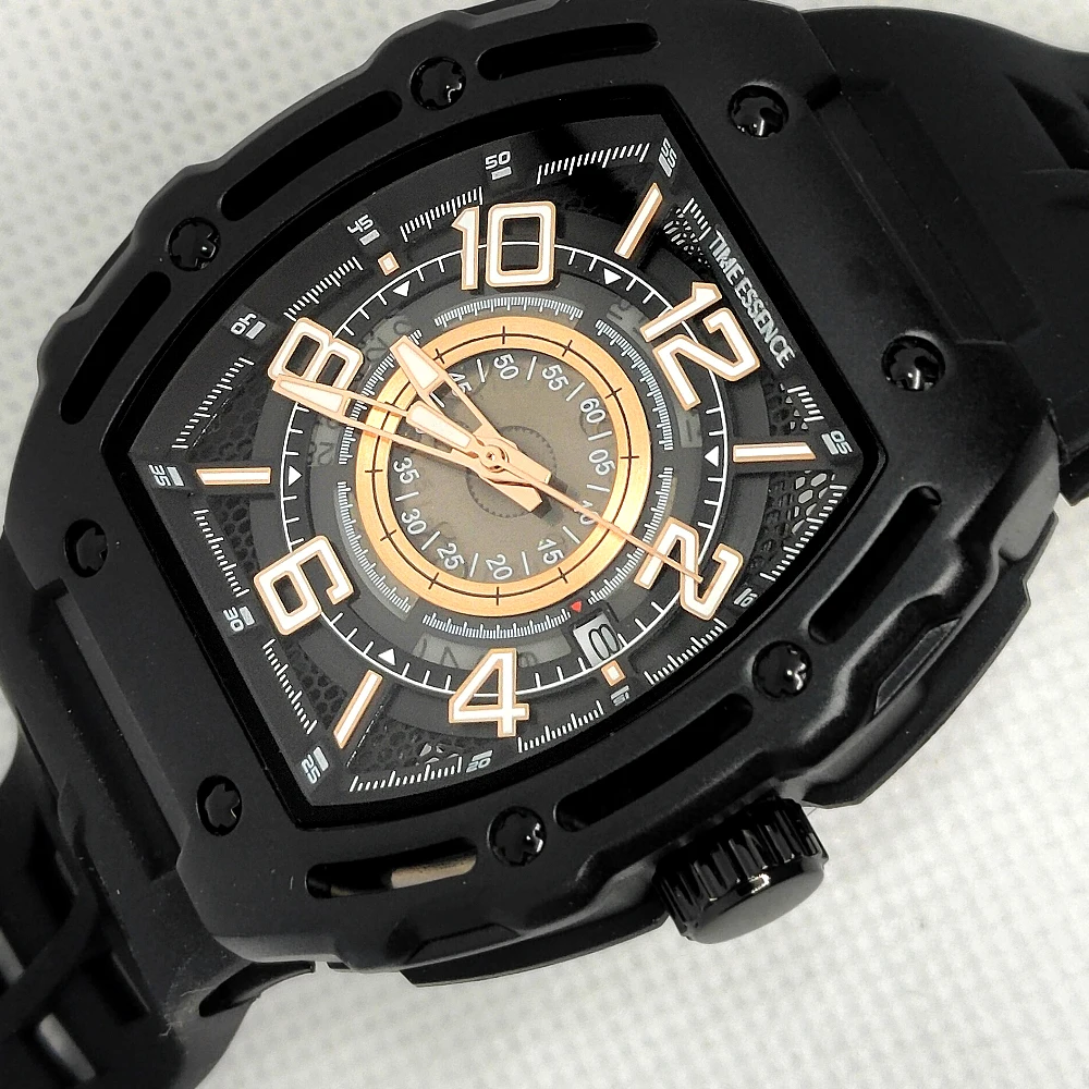 Calendário completo luminoso movimento automático tonneau dial luminoso à prova dwaterproof água moda relógios mecânicos para homem