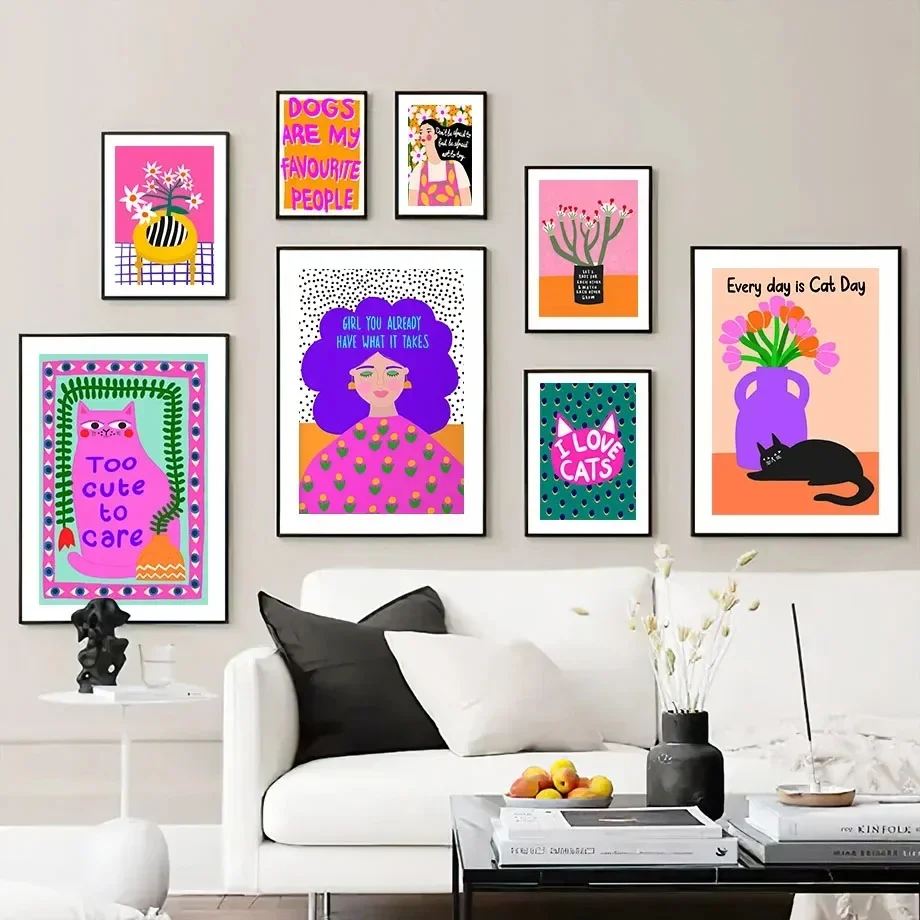 Glasses Fahion Girl Quote Colorful Posters and Prints Pop Art Living Room Decoration Pictures Kids Home Wall Art Canvas Painting