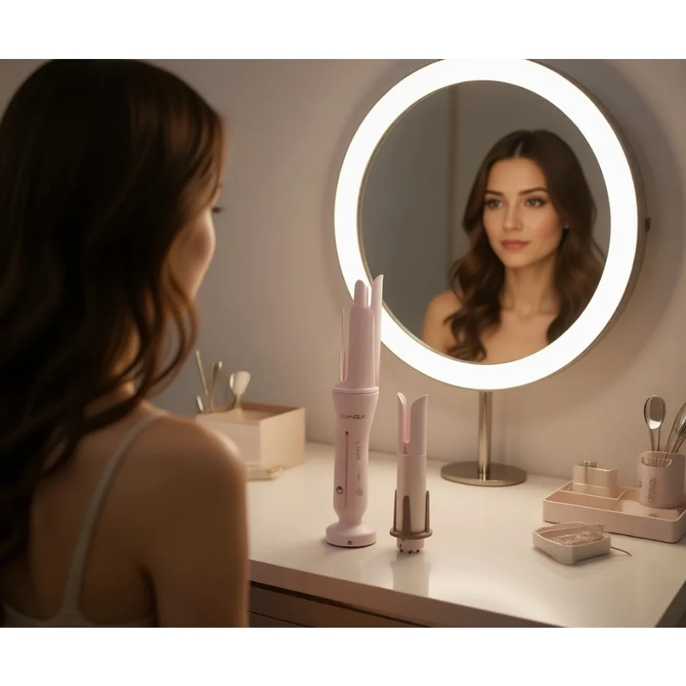 5 in 1 Curling Set with Interchangeable Barrels Wand Crimper Straightener Brush Ceramic Curler 3 Heat Dual Voltage Anti Scald