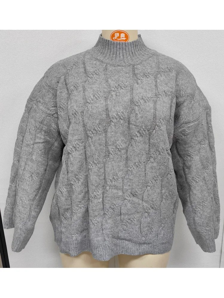 Women's Plus Size Casual Knitted Winter Long Sleeve Knitting Sweater Loose T-shirt Sports Outdoor Top Women Clothing Oversized view 5