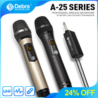 Debra Audio UHF Wireless Microphone System - 2 Rechargeable Handheld Mics for Karaoke, Stage, Church, Party & PA Speaker with Cl