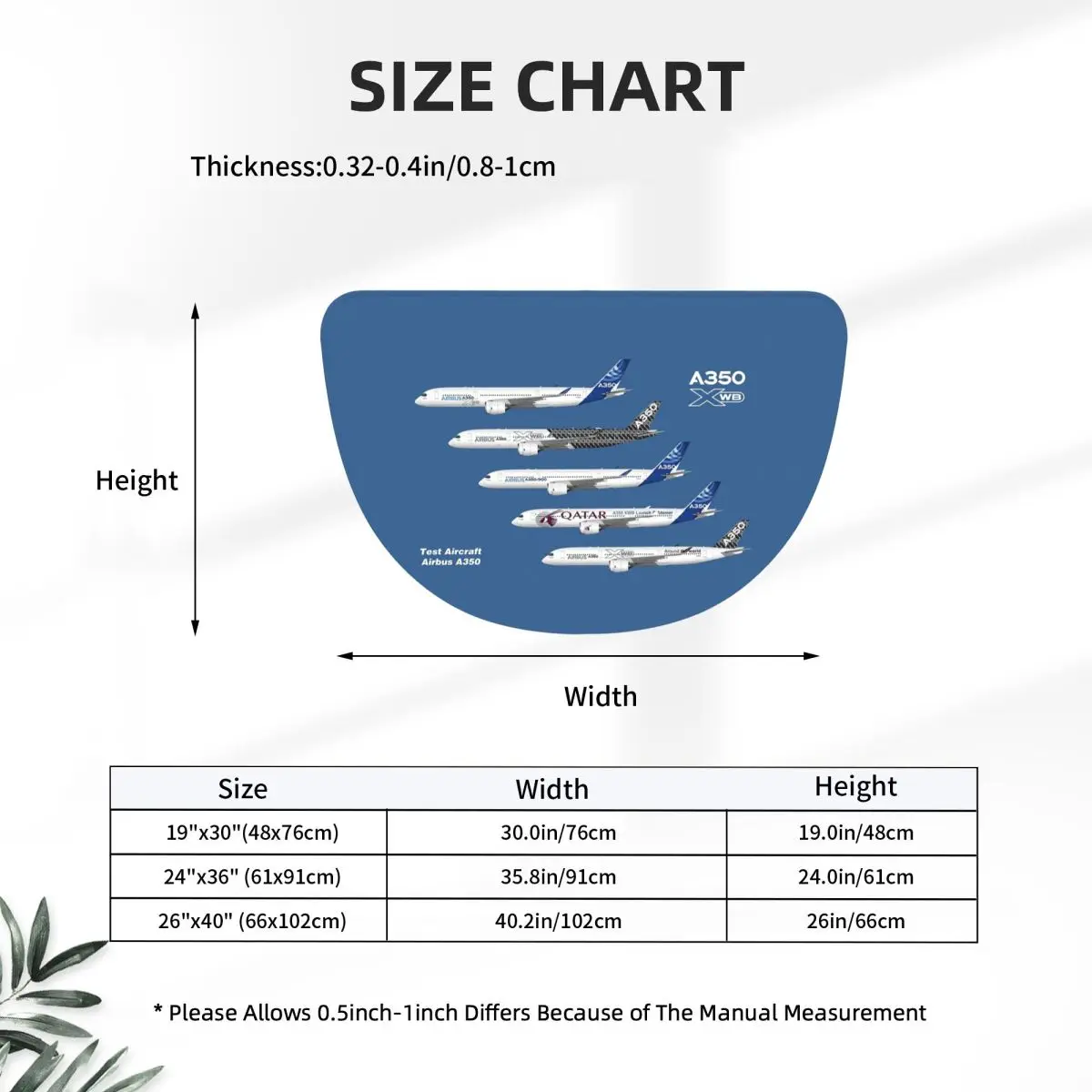 Airbus A350 Test Aircraft Fleet Illustration Soft Flannel Half Round Doormat Non Slip Bathroom Mat Absorbent Floor Carpet