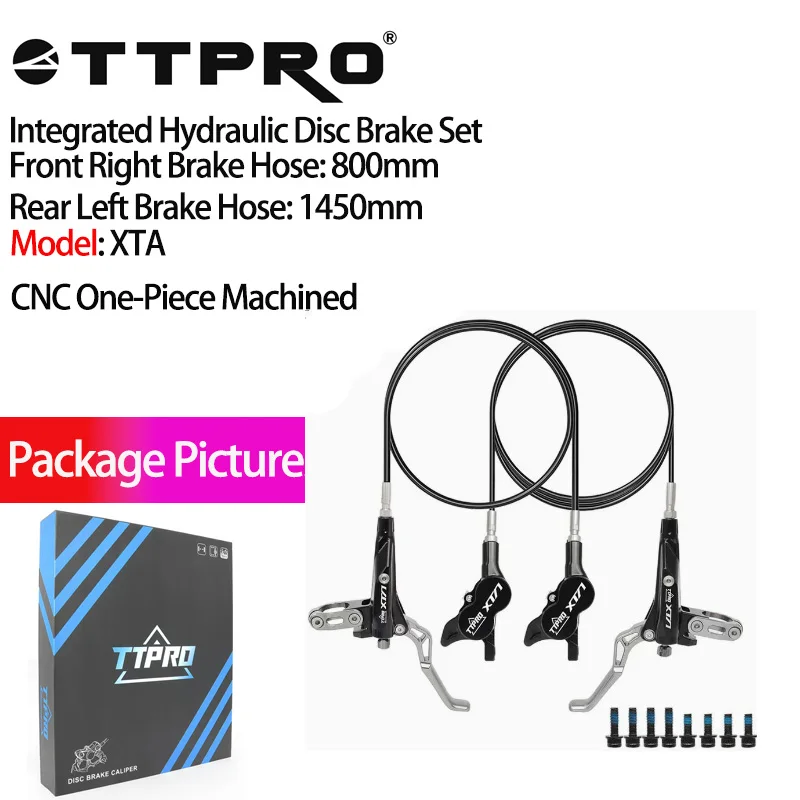 

TTPRO XT 4 Piston Hydraulic Disc Brake Set CNC One-Piece Machined MTB Mountain Bike Oil Brake Caliper Kit