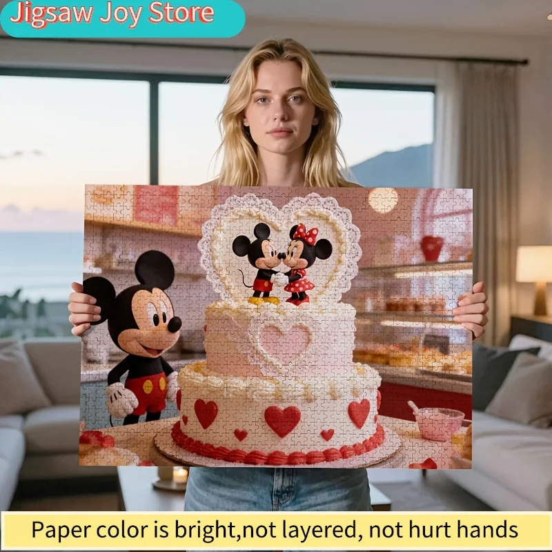 

2D-пазл-головоломка из 1000 деталей «Сердце» с Микки и Минни Маус — классический мультяшный дизайн, без рамки, для декора дома/интерьера, на День святого Валентина