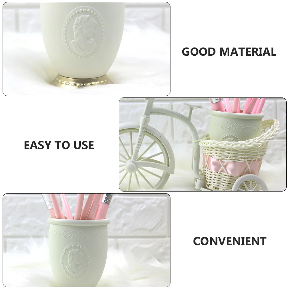 1Pcs Makeup Brush Storage Holder Premium Creative Desktop Organizer for Pens Cosmetics Sundries European Embossed Design