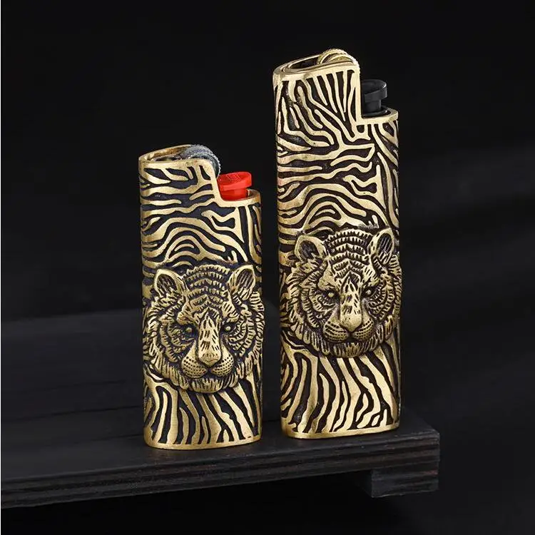 New 1PC Brass Retro Lighter Case Cover Fits Bic Lighter J3/J5 Lighter Case Cover Gift