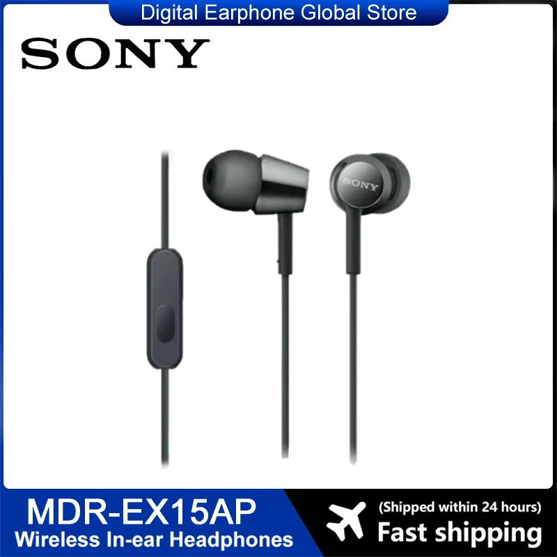 Original Sony MDR-EX15AP In-Ear Earphones Headphones With Mic For iOS Android Samsung Huawei Xiaomi OPPO Vivo