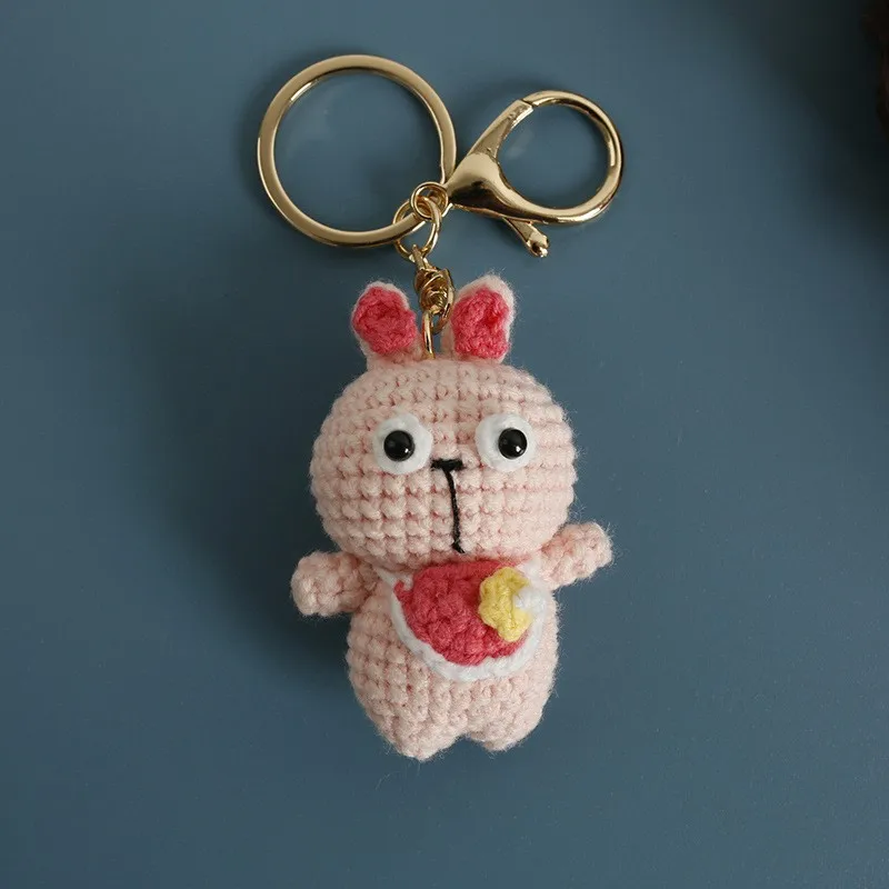 

Cute Knitting Kitten Series Crochet Keychain For Couple Gifts Knitted Small Cat Keyrings Handmake Knit Mini Animal Doll Keychain