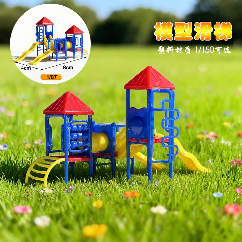 1:87 escala ho corrediça infantil para jardim de infância parque playground com slides conjunto modelo jogo de lula layout de construção arquitetônica