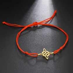 Unift Witch Knot Black Rope Bracelet for Women Men Stainless Steel Charms Vintage Jewelry Witchcraft Celtics Protection Amulet