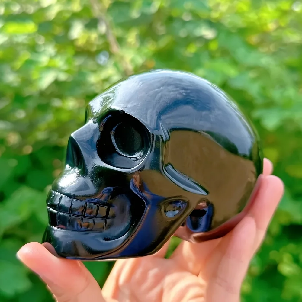 Ein wunderschöner Obsidian-Schädel – ein Dekorationsstein für die Wohnungseinrichtung und das perfekte Geschenk für einen geliebten Menschen. – Detail 1