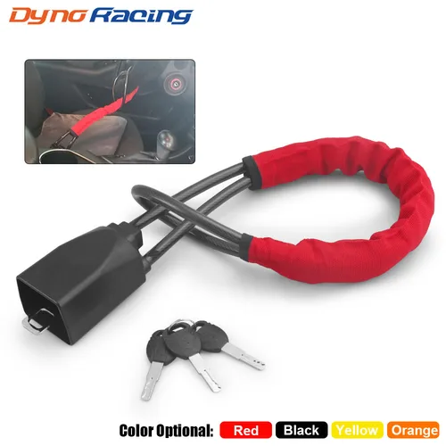 Cerradura para volante de coche con enchufe para cinturón de seguridad, cuerda de acero para camión, SUV, furgoneta, RV, con 3 llaves, dispositivo de protección antirrobo Universal