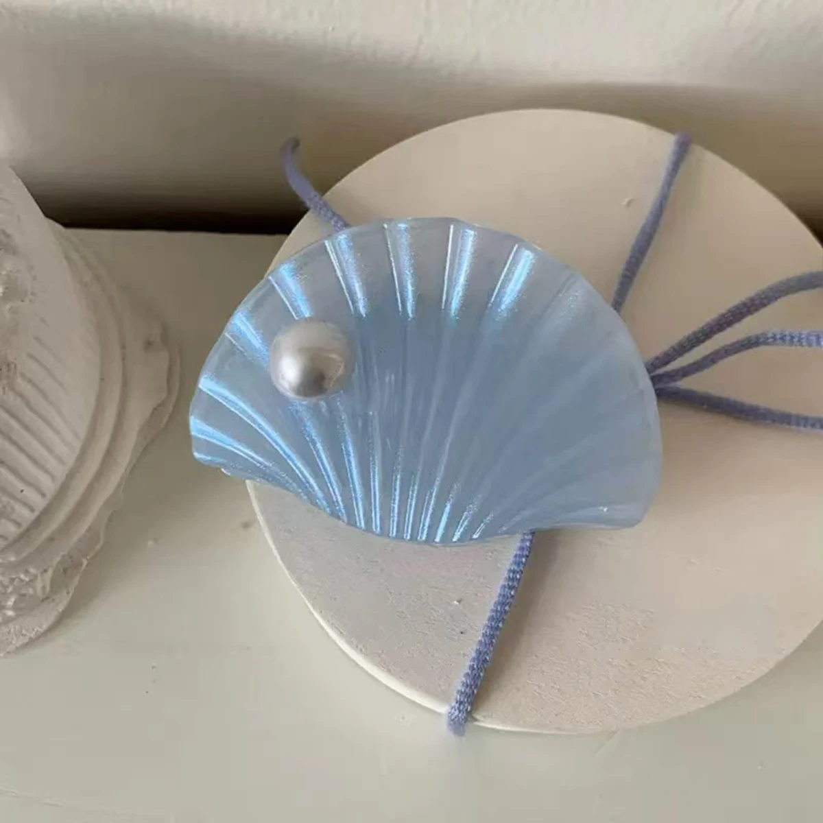 1 Stück Super Fairy Perlmutt-Muschel-Haarspange, neue Haarklammer, Haarspange für halbgebundenes Haar auf der Rückseite des Kopfes, Strand-Haarschmuck – Detail 6