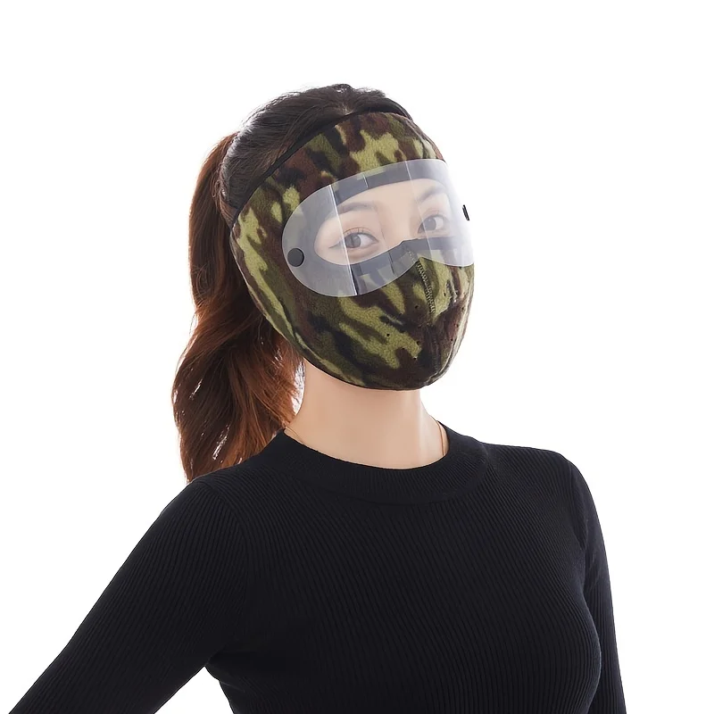 Autumn Winter Warm Mask Polar Fleece With Removable Riding Windproof High-definition Goggles Visor Protection Durable