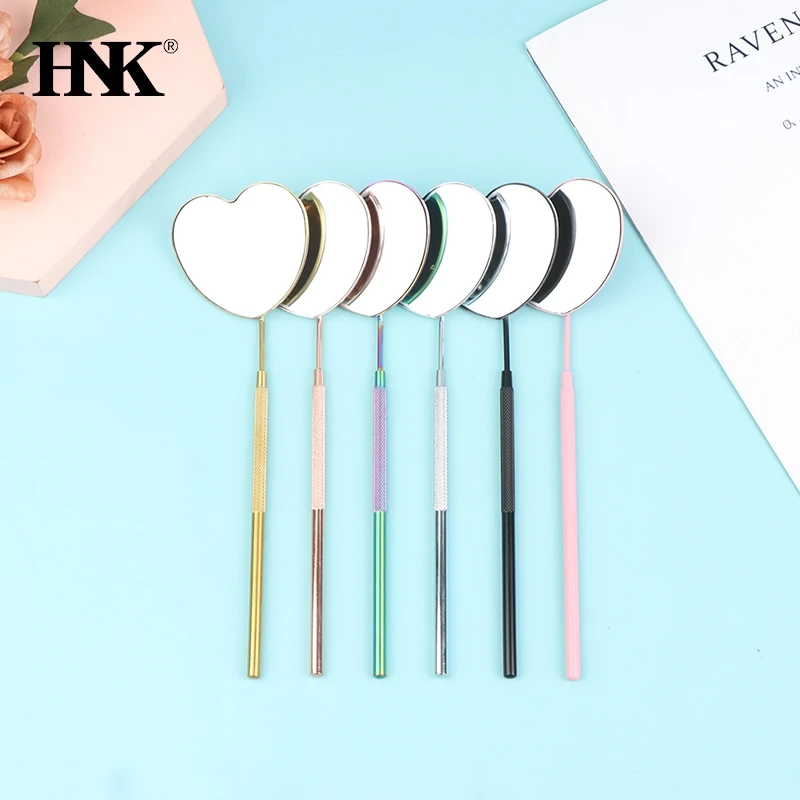 Multifunction Heart Shaped Checking Mirror Eyelash Extension Beauty Makeup Portable Stainless Steel Eyelashes Makeup Tools