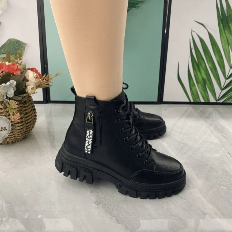 Modische Freizeitschuhe für Damen Neu 2025 Winter Warme Plus-Velours Allzweck Schwarze Stiefeletten Dickbesohlte Baumwoll-Sneaker Zapatillas – Detail 7
