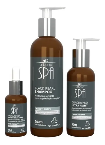 Grandha Hair Therapy Kit Urbano Spa Black - Shampoo + Coacervado Ultra Resist + Magma Power