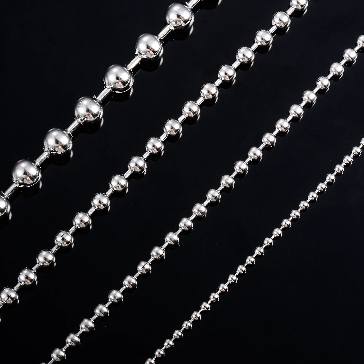 1pc Bulk Price Stainless Steel Silver Color Beads Ball Chain Bracelets widt 1.5/2/3/4.5mm For Women Men Fashion Jewelry Gift