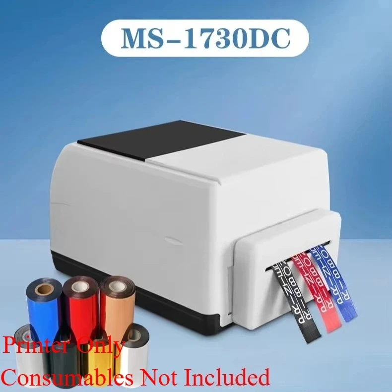 Industrial Thermal Transfer Barcode Label Printer 203DPI 20mm Width Multi & Single Color Ribbon Fabric Tag Printing Equipment