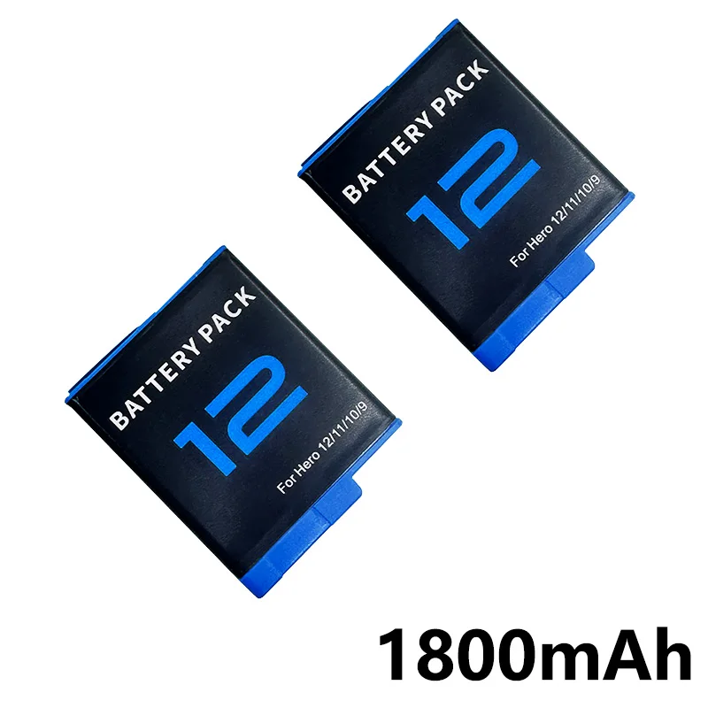 Batería para GoPro Hero 12 11 10 9 cámara de movimiento 1800mAh caja de cargador rápido para GoPro Hero batería recargable