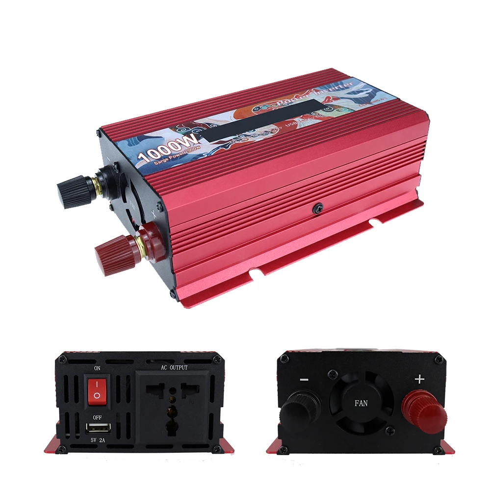 DC To AC Power 1000W Car Converter Travel Accessories Lightweight Inverter Modified Sine Wave Output Rugged Construction