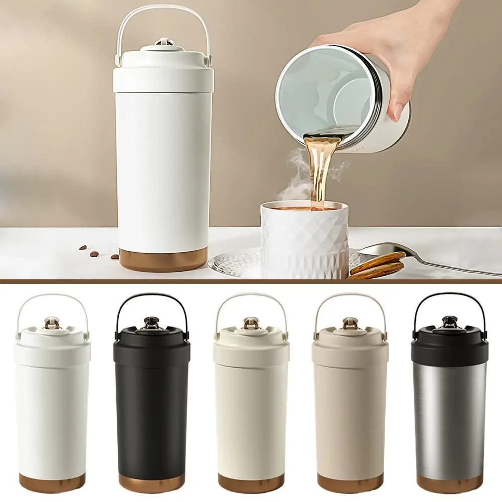 

Ceramic Coffee Travel Mug Ceramic Mug With Lid 500ml Leakproof Water Bottle With Ergonomic Grip Handle Multi-Purpose Drinks Cup