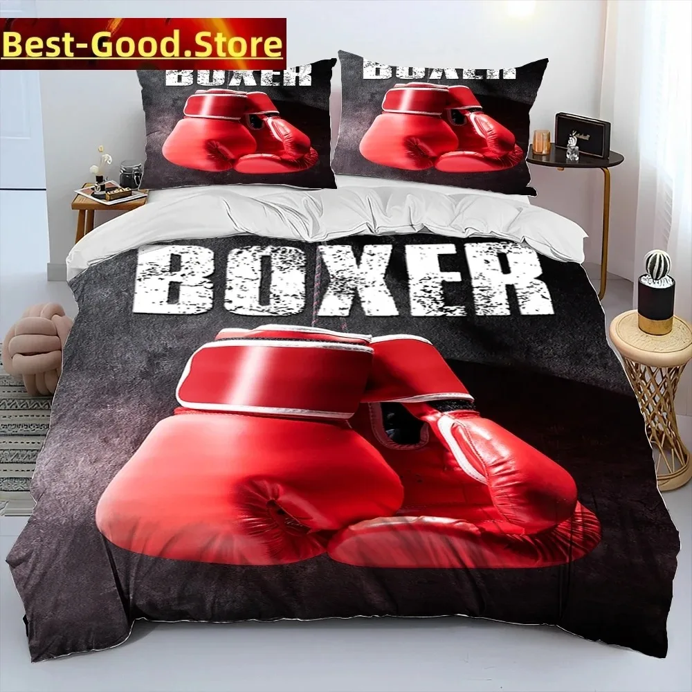 

3D Boxing Gloves Boxer Fight Comforter Bedding Set,Duvet Cover Bed Set Quilt Cover Pillowcase,King Queen Size Bedding Set Adult