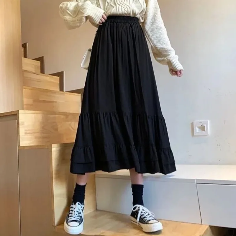 Sweet White Lace Hem Half Skirt Women's Mid-Length High Waist Slim A-Line Skirt Summer New Fairy Tale Forest System Style