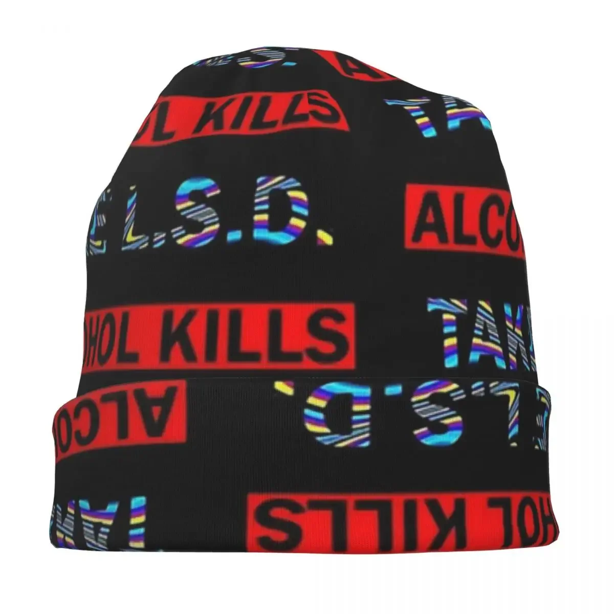 Alcohol Kills - Take L.S.D. - Black Knitted hat for men and women LSD Gift Unisex winter warm brimless urinal hat