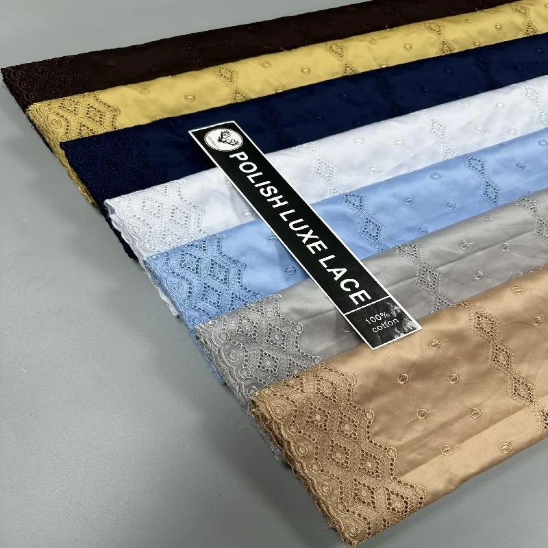 

5 ярдов, нигерийская 100% хлопок, польская атласная ткань для вышивки, высококачественная швейцарская вуаль, кружевной материал для мужчин, стиль Дубая 10L180901