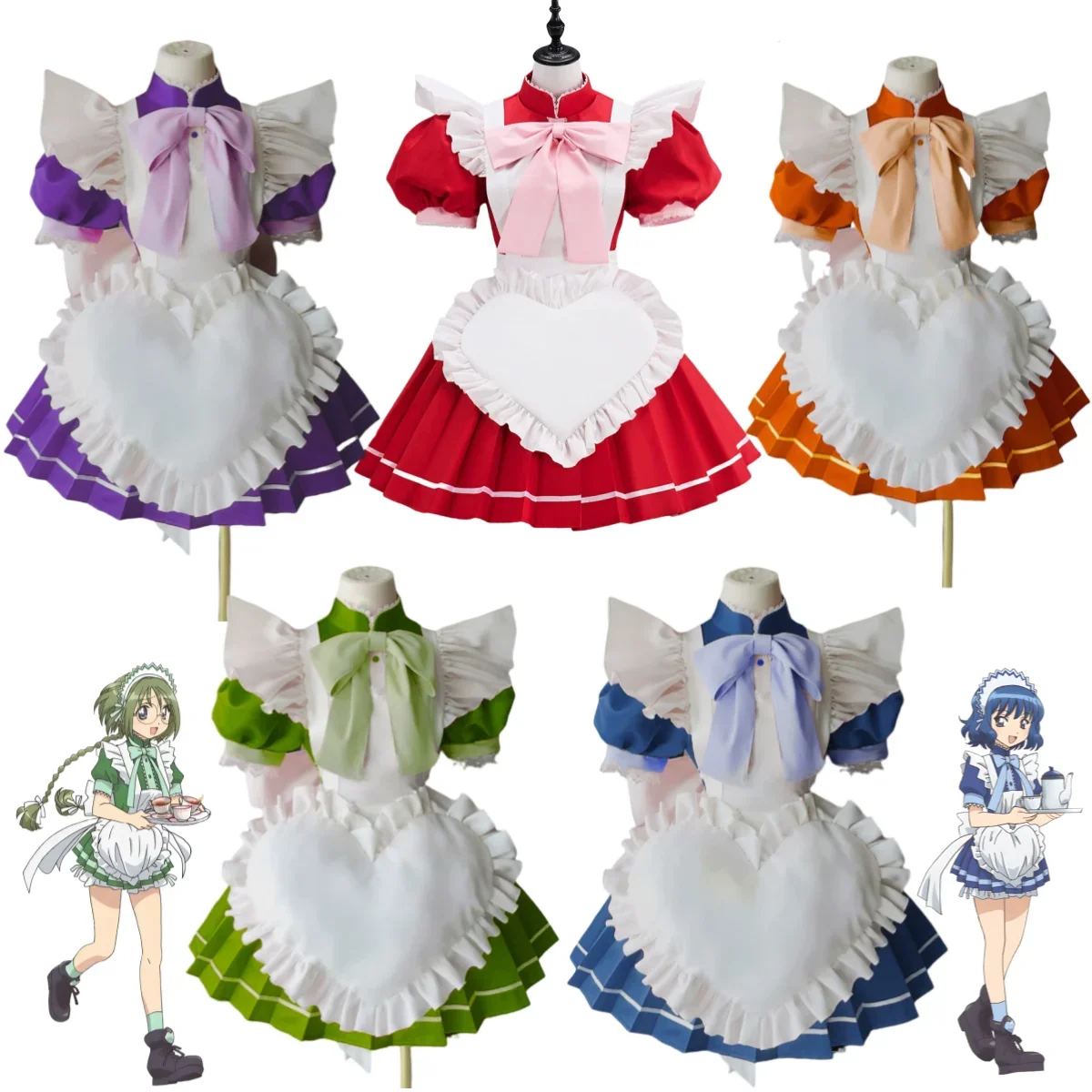 

Anime Tokyo Mew Mew Momomiya Ichigo Aizawa Minto Midorikawa Retasu Koushirou Midorikawa Retasu Cosplay Costume Maid Dress Suit