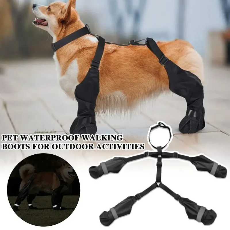 

Водонепроницаемые регулируемые ботинки для собак, обувь для прогулок на улице в дождливую погоду, мягкие защитные ботинки для лап французских бульдогов