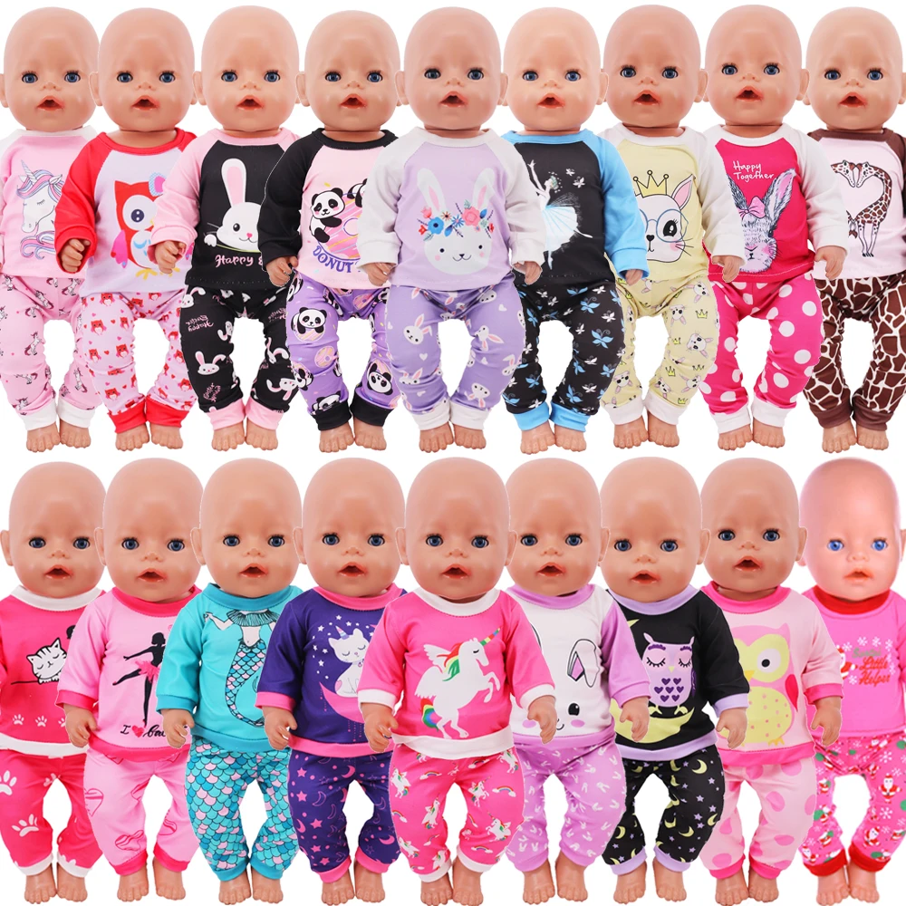 Pop 2Pcs/set=Long Sleeve Top+Pants Doll Clothes For 43Cm Reborn Doll&18Inch American Doll Accessoires Our Generation Girl's Toys