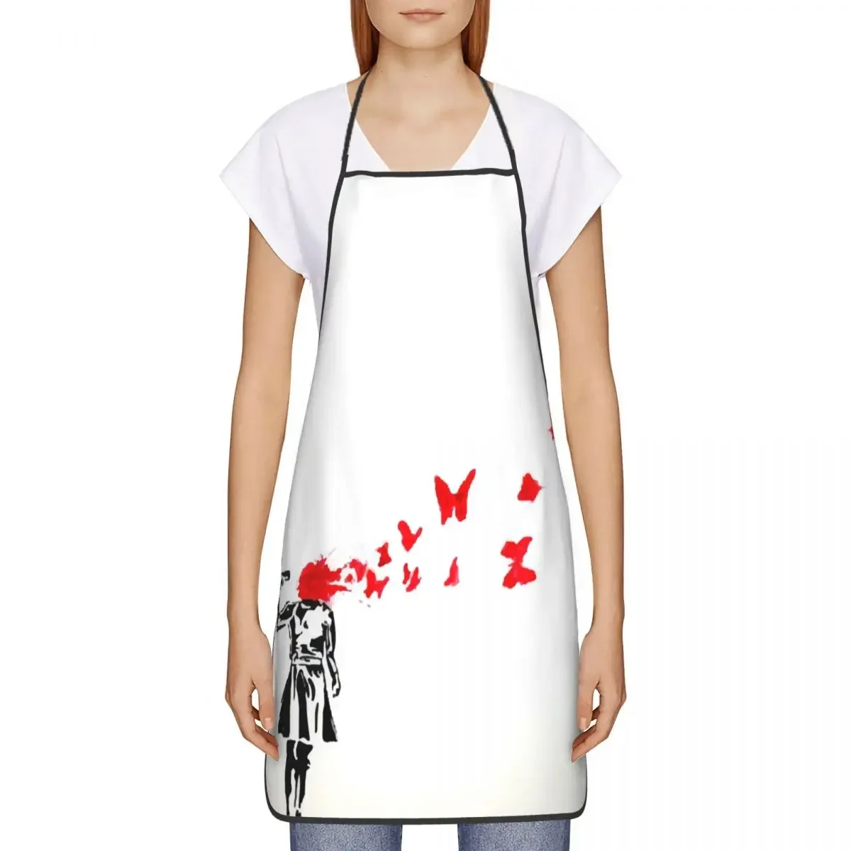 Banksy Girl Butterfly Facial Kitchen Chef Cooking Baking Apron Men Women Street Graffiti Artist Tablier Cuisine for Gardening