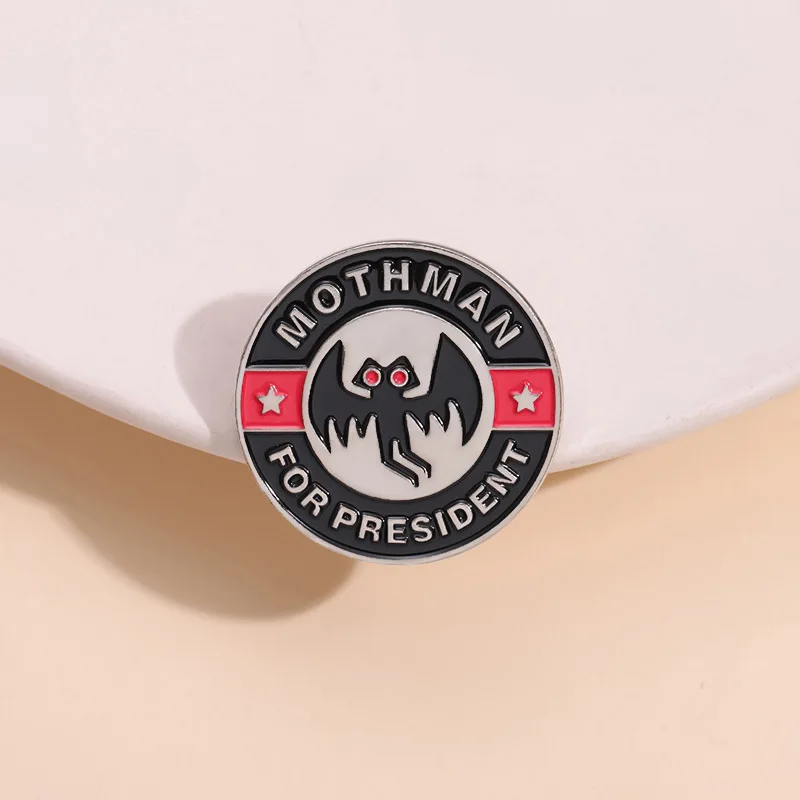 Mothman For President Enamel Pin Red Eyes Invisible Creature Political Campaign Cryptozoology Brooch Lapel Badge Jewelry Gift