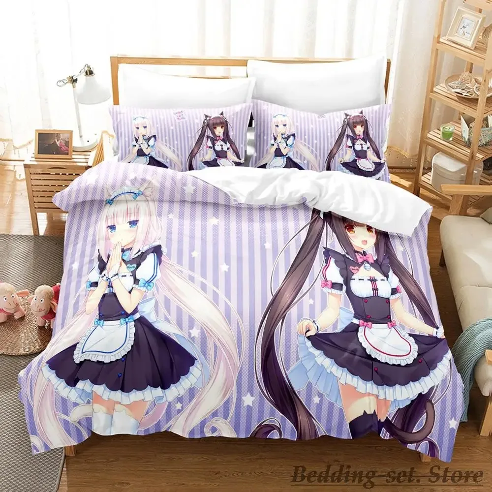 

Kawaii Nekopara Bedding Set Single Twin Full Queen King Size Bed Set Aldult Kid Bedroom Duvetcover Sets Anime parure de lit Bed