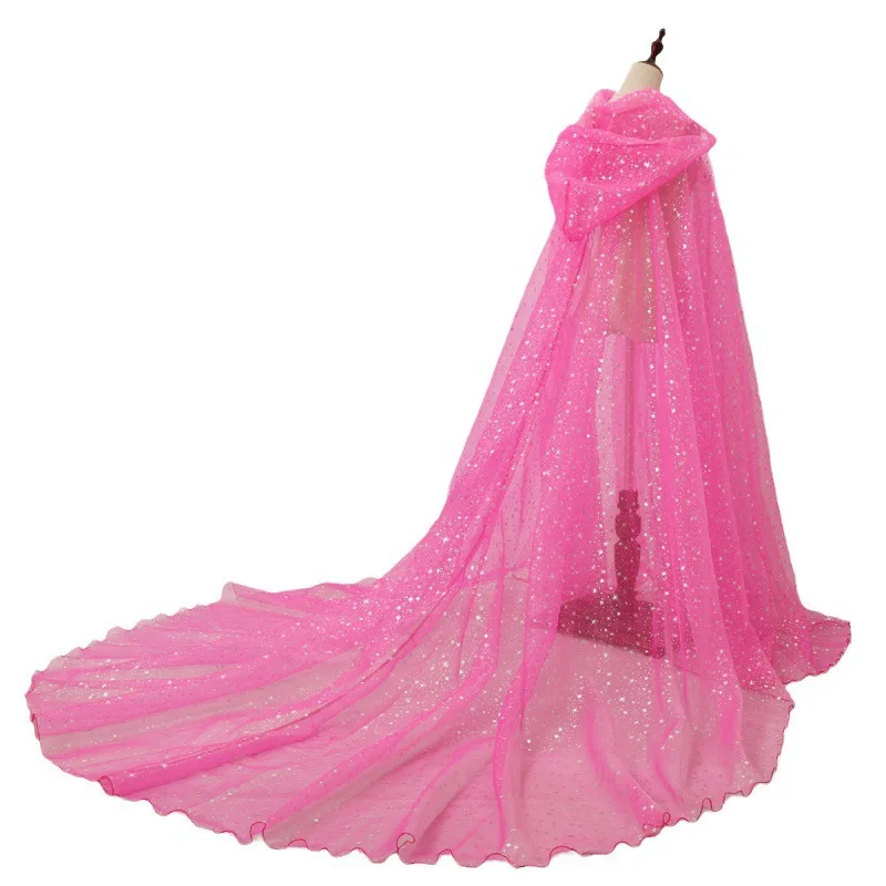 أداء زي متلألئ الذهب منقوش مقنع كيب هالوين عباءة مع قطار باهظ أسود أخضر أحمر وردي