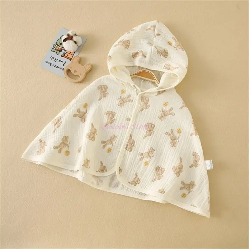 

Y1UB Baby Cloak with Baby Bear-/Rabbit Pattern Summer Cloak Sun Protections Breathable Hooded Coat for Outdoor Beach-
