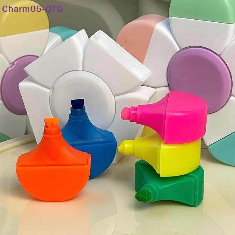 

1Pcs Flower Shape Watercolor Colors 5-In-1 Fluorescent Pens Fingertip Spiral Highlighter Pen For School Office Stationery