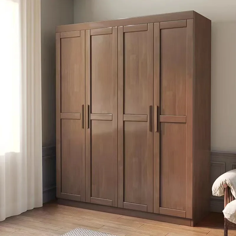 Bedroom floor locker multi-door solid wood cabinet Nordic solid wood wardrobe