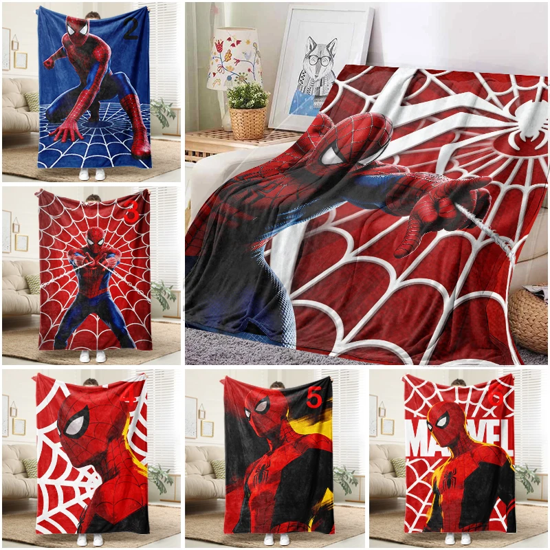 

Marvel Spiderman Web Blanket Flannel Throw Warm Sofa Bed Cover Superhero Theme Home Decor