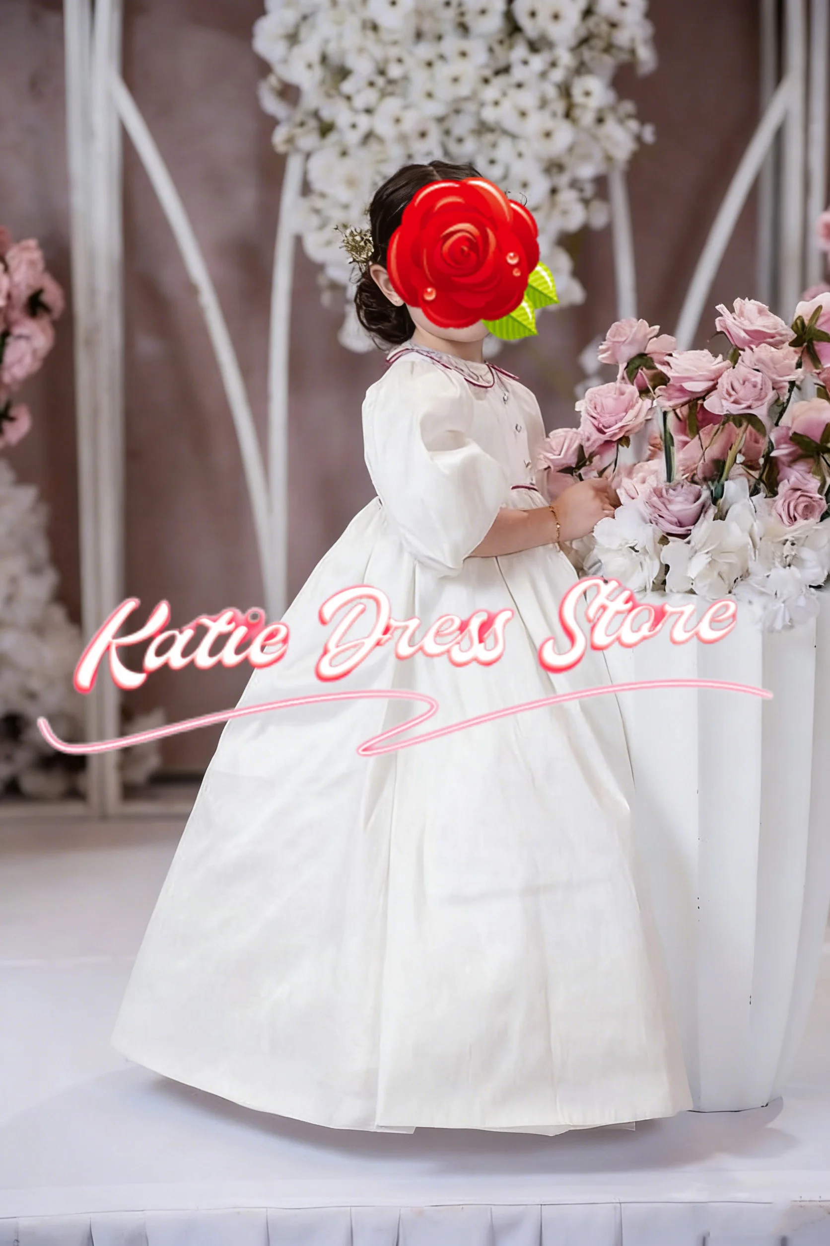 

Белое платье подружки невесты, платье с цветочным узором для девочек на свадьбу, атласное платье с высокой талией, детские бальные платья для дня рождения, первого причастия по индивидуальному заказу