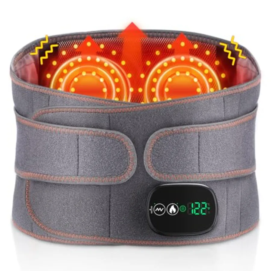 

Cordless Heating Pad for Lower Back and Waist Relief: Adjustable Electric Heating Wrap with Red Light Therapy 3 Heat Settings 3