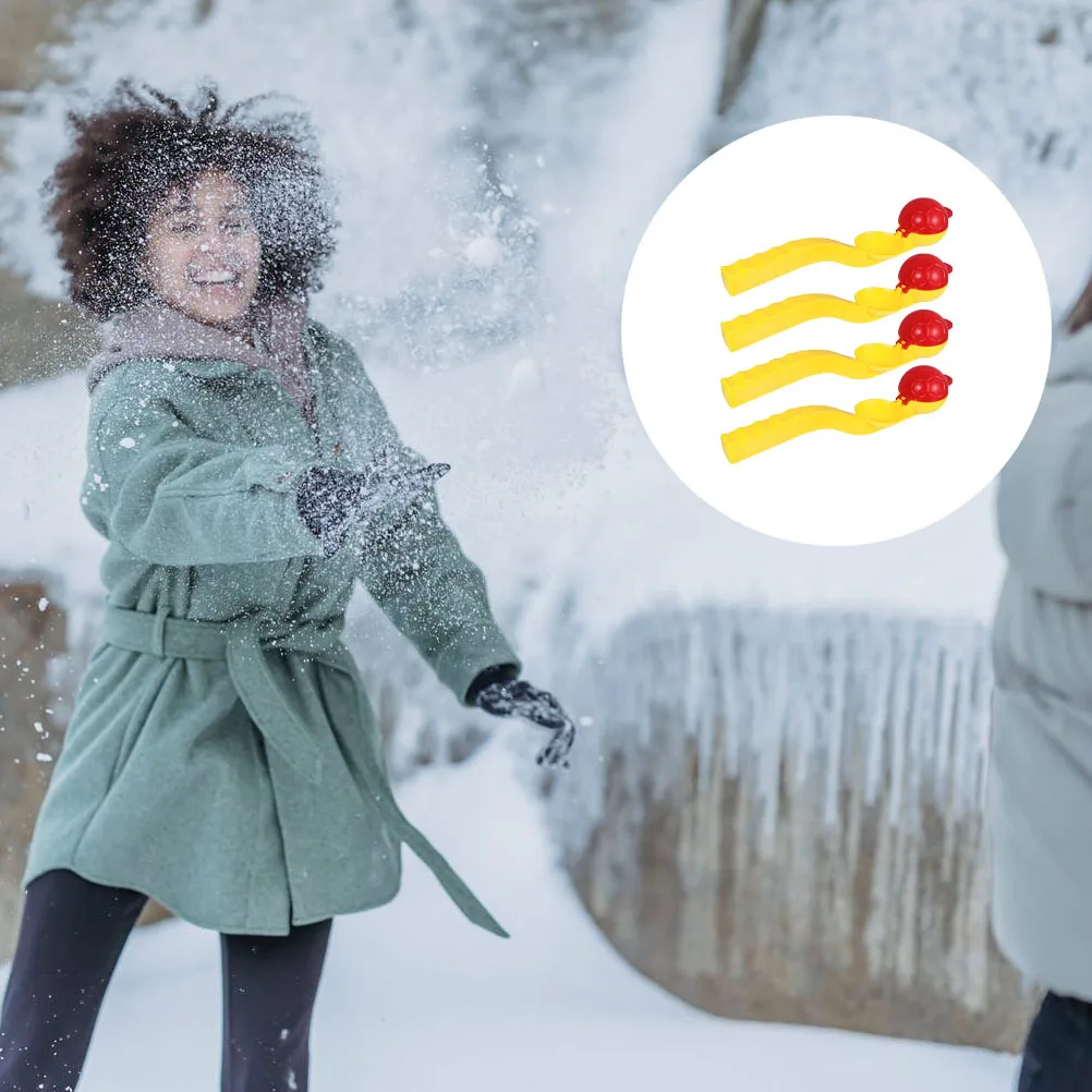 어린이를 위한 4개 세트 눈총, 겨울 야외 눈싸움 랜덤 색상 발사기 장난감 클램프 제작 도구