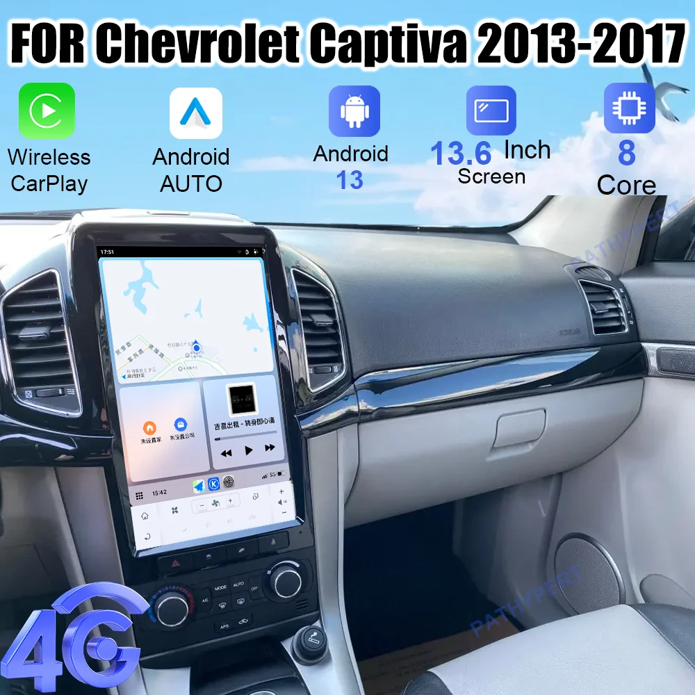

4K HD Touch Screen 13.6" Radio For Chevrolet Captiva 2013-2017 Android Auto Wireless Carplay GPS Stere BT Head Unit 4G DSP WIFI