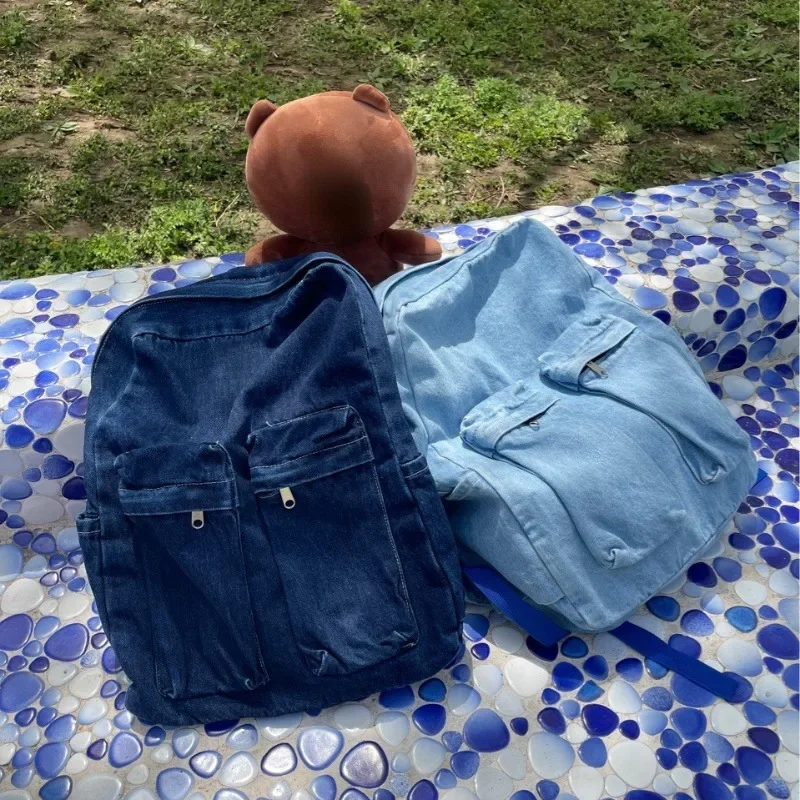 Large Capacity Backpack Fashionable and Breathable Denim Canvas Backpack Durable