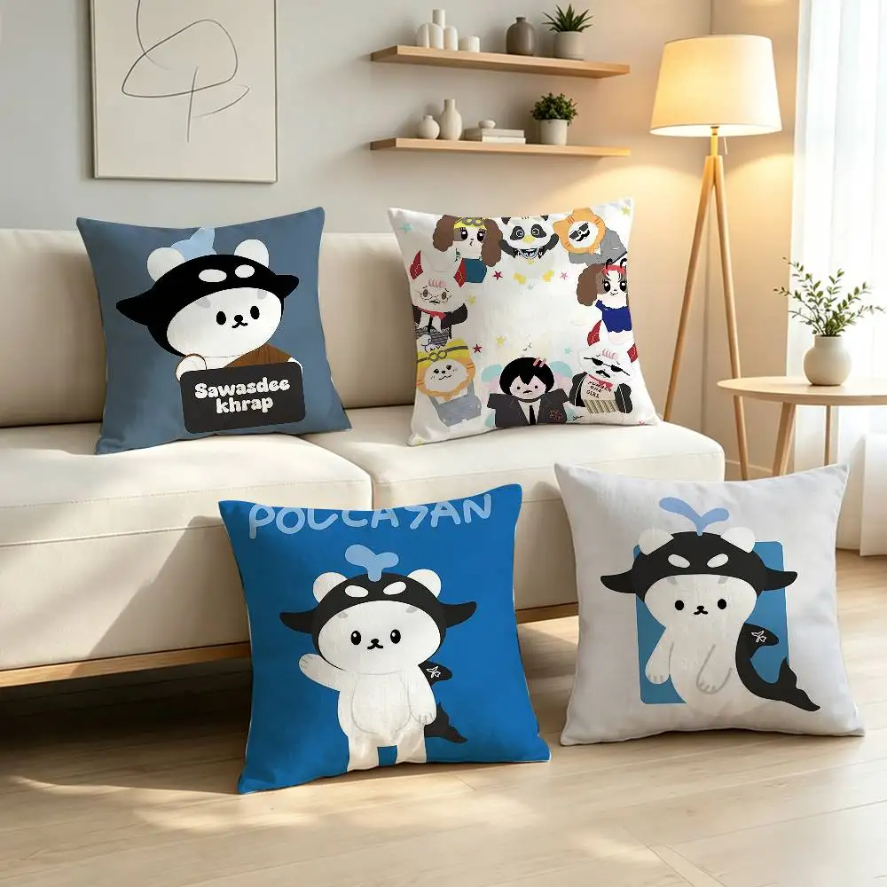 Cute GMMTV-v M-Mascot P-Polcasan  Pillow Case Pattern Printed Pillowcase For Living Room Sofa Cushion Cover
