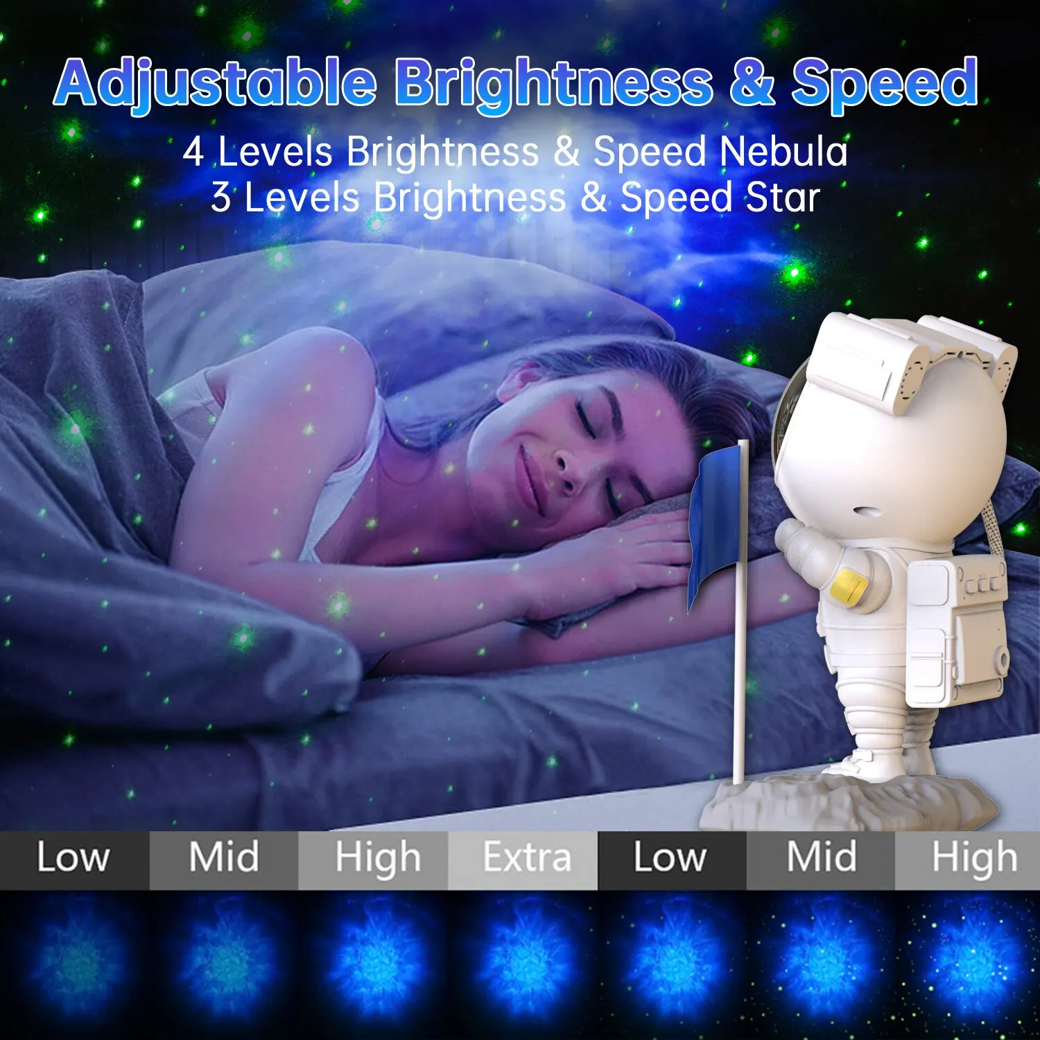 Bluetooth Speakers With Powerful Sound Astronaut Shape Galaxy Star Projector Light Christmas Birthday Gift for Men Women Friend