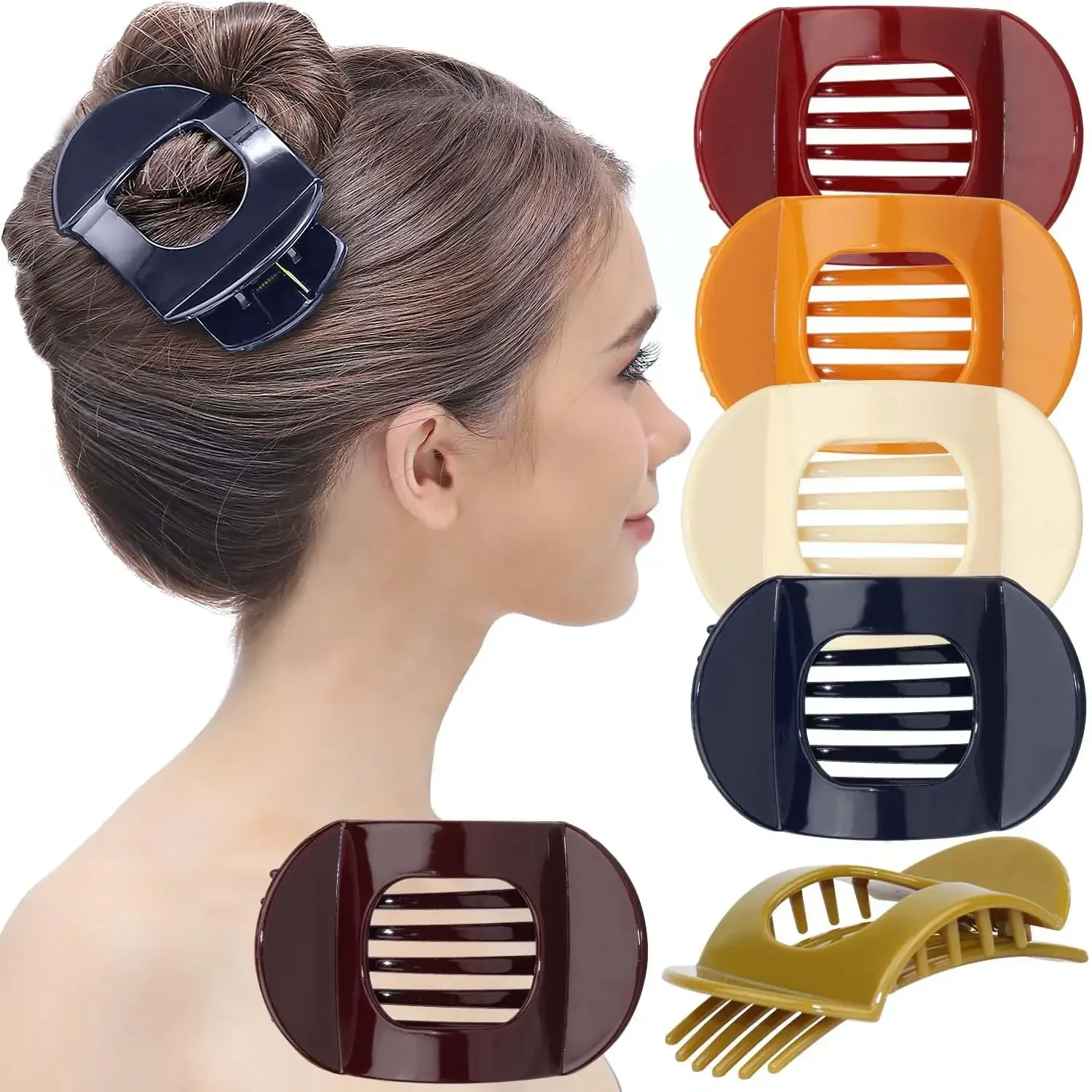 

6 Pcs Womens Square Strong Grip Secure Hold Inner Teeth Styling Plastic Comfortable Curve No Slip Beauty Accessory Girls Ladies