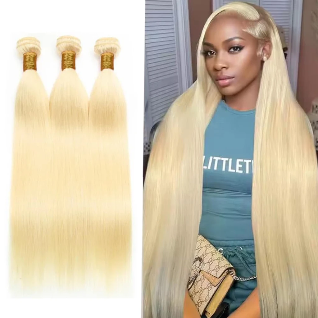 

Бразильские прямые пучки 100% человеческих волос 613 Медовый блондин Цвет Пучок 1/3/4 шт. Волосы Remy 32 34 36 38 дюймов Пучки